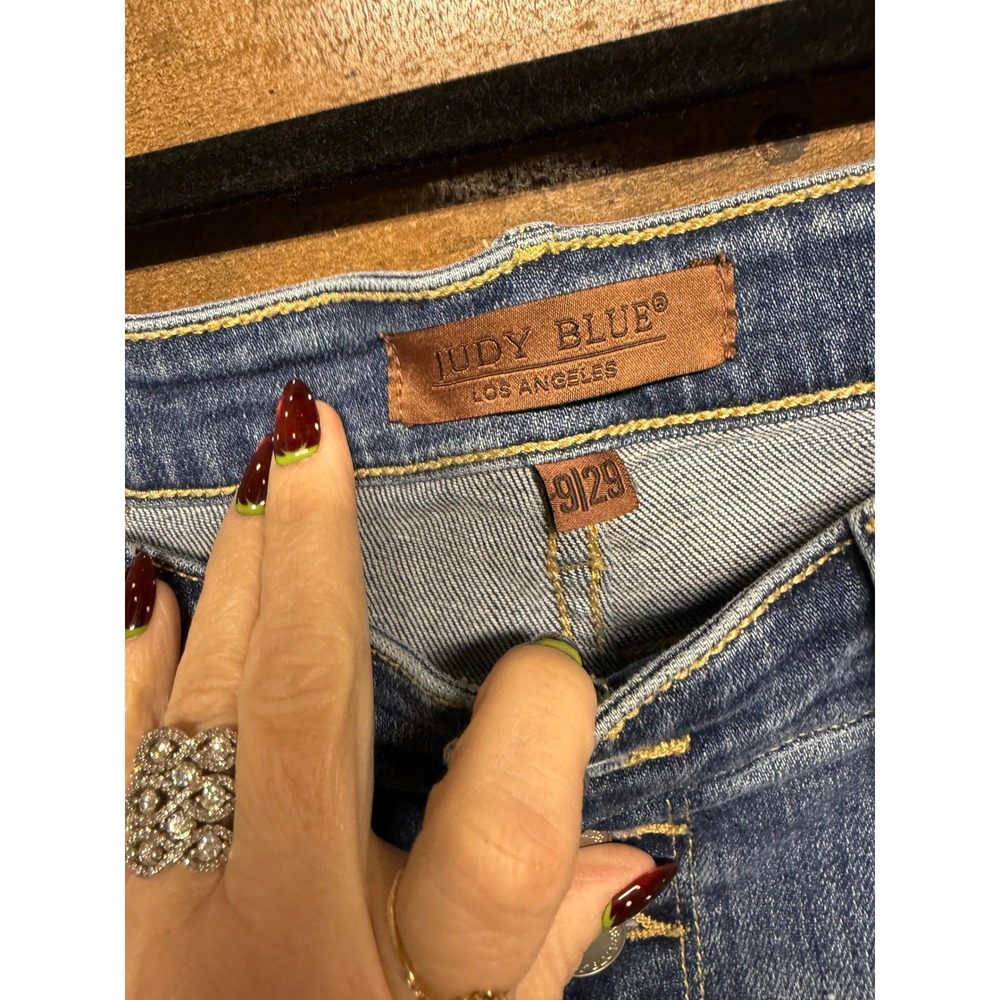 Judy Blue Distressed Boyfriend Jeans High Rise Button Fly Medium Wash 9/29 - Picture 3 of 10